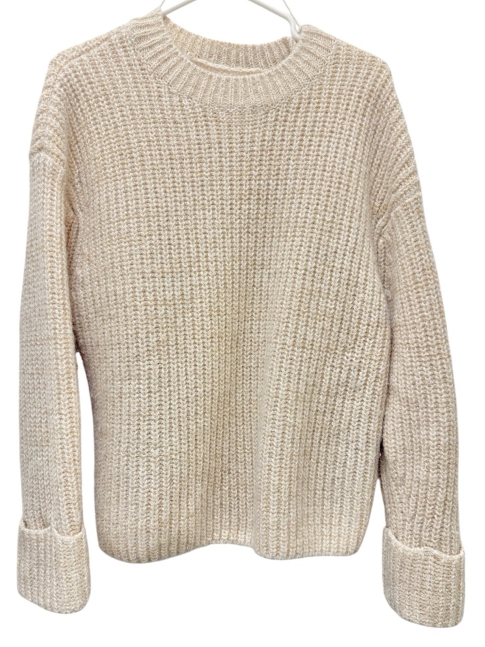 H&M Cream Sparkle Chunky Jumper Long Sleeve Top - Size Medium